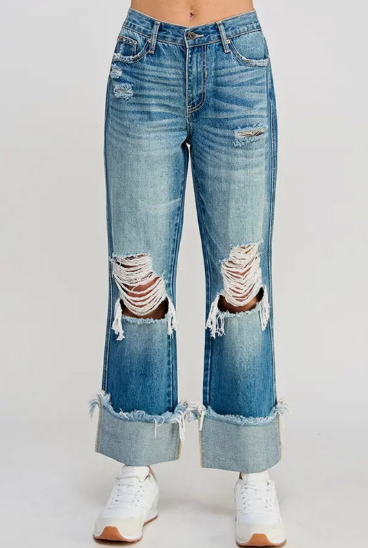 High Rise Cuffed Up Jeans