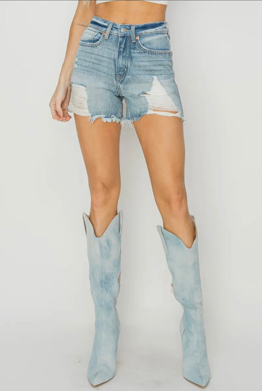 Rosie Hybrid Distressed Shorts