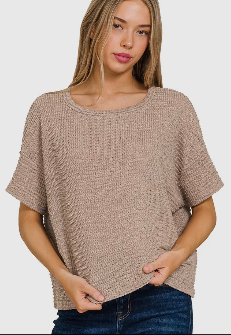 Mocha relaxed waffle crop