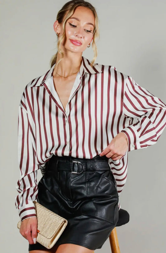 Striped satin blouse