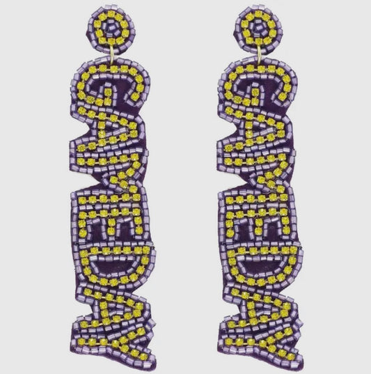 Purple game day earrings