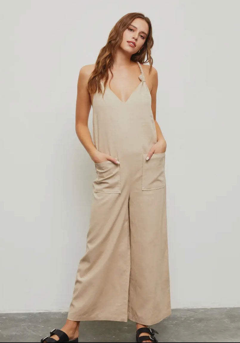 Rope strap halter jumpsuit