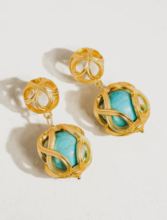 Cage turquoise earrings