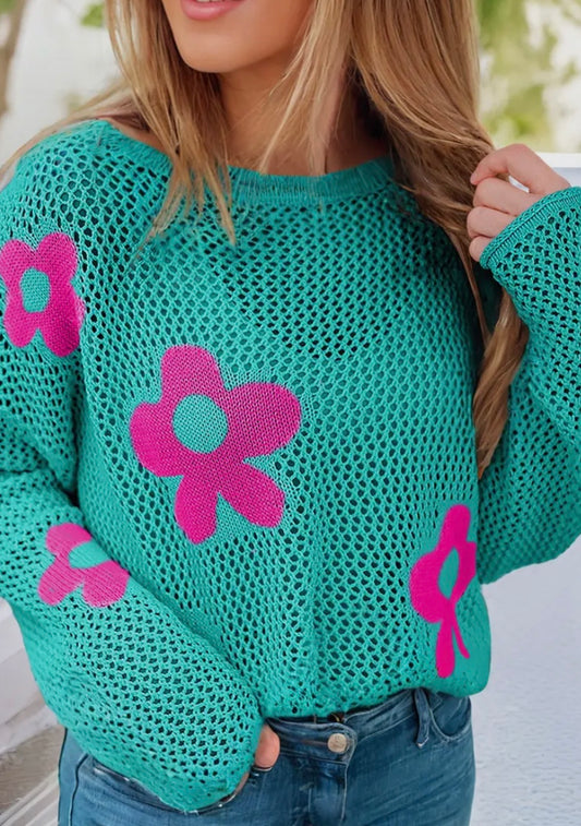 Hollowed flower sweater