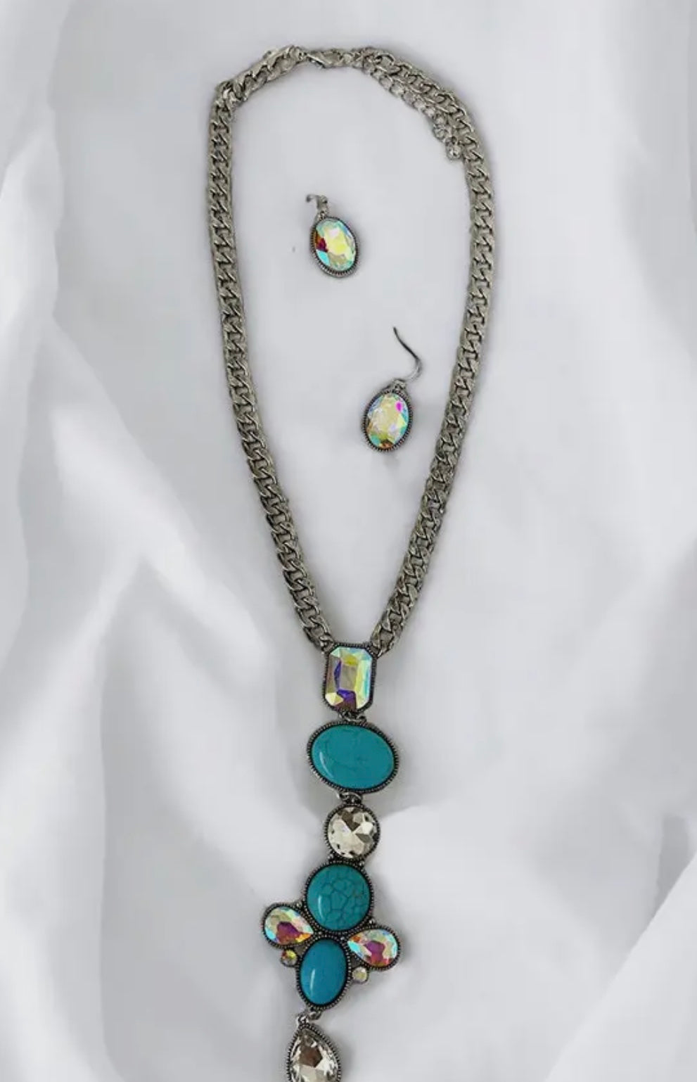 Pave mix gem necklace set