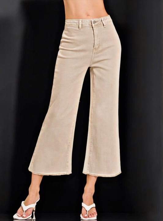 Stretch Acid washed High Waste Jeans
