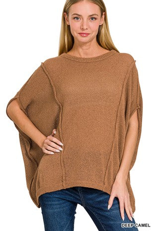 Deep camel relaxed pull over