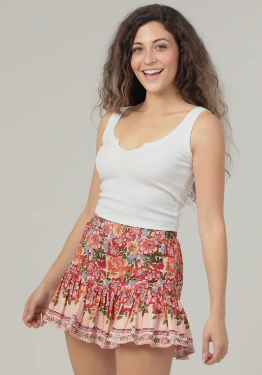 Floral printed skort