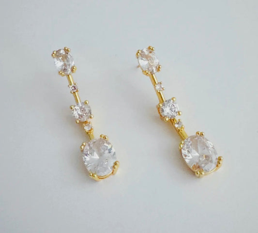 CZ Gold Drop Earrings