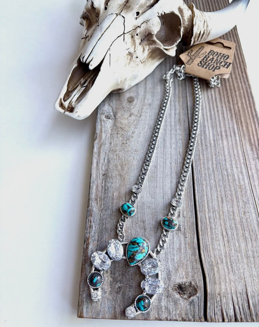 Multi Turquoise Squash Blossom Necklace