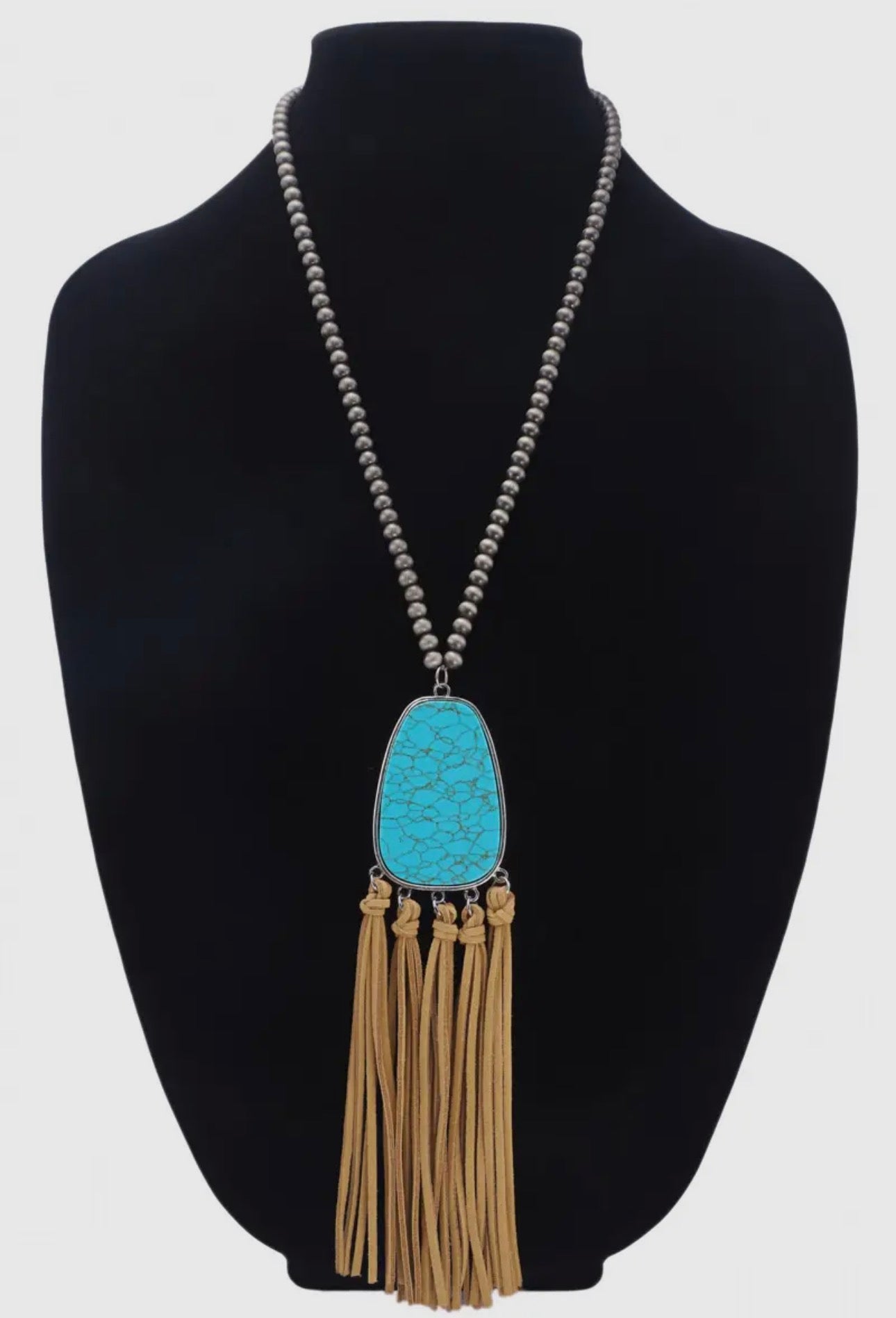 Turquoise Navajo fringe necklace
