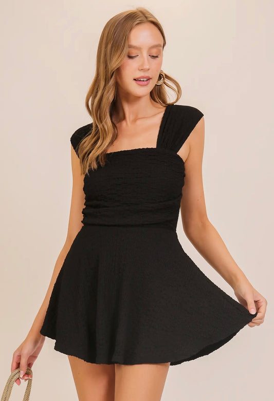 Black square neck romper