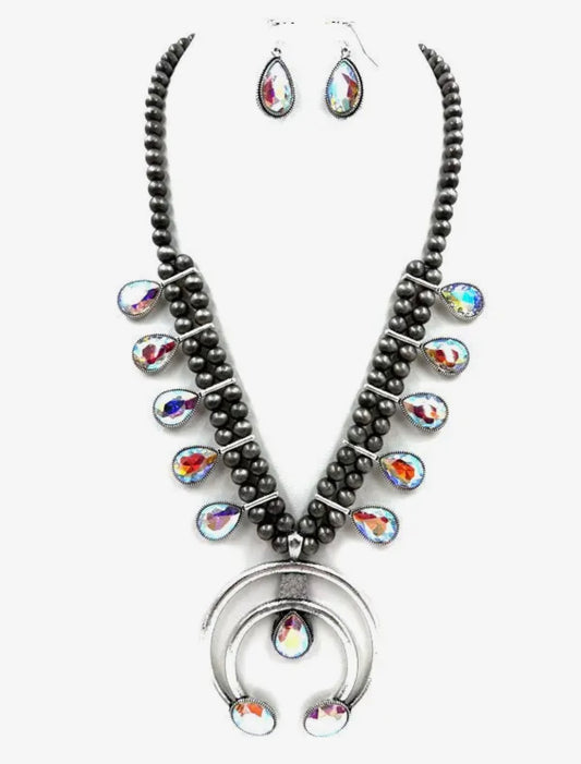 Western squash blossom Navajo pearl set
