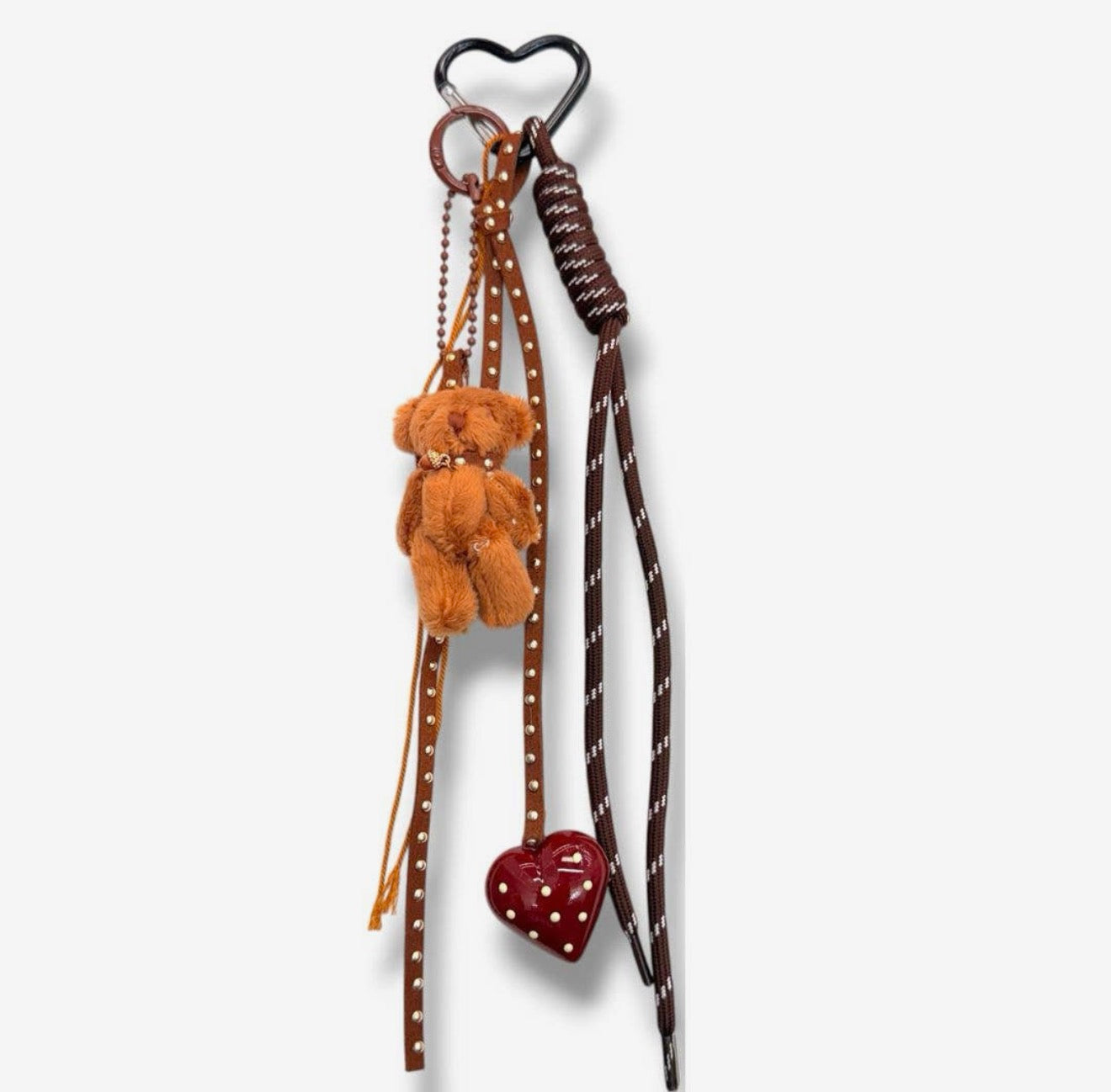 Teddy braided rope bag charm