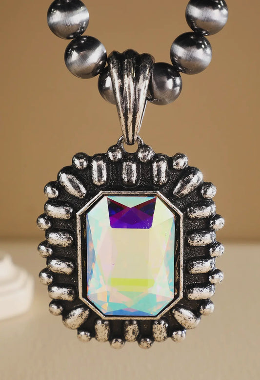 Western bubble rectangle Navajo pearl necklace