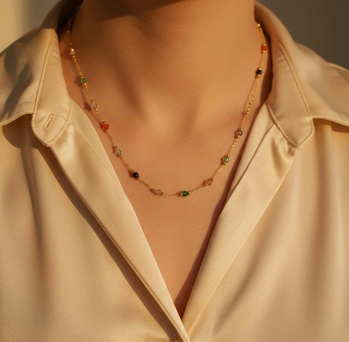 18k gold plated tourmaline necklace