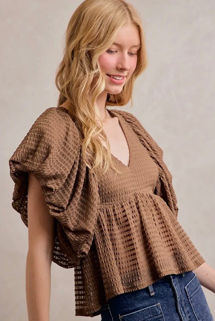 Bubbled Sleeves Blouse