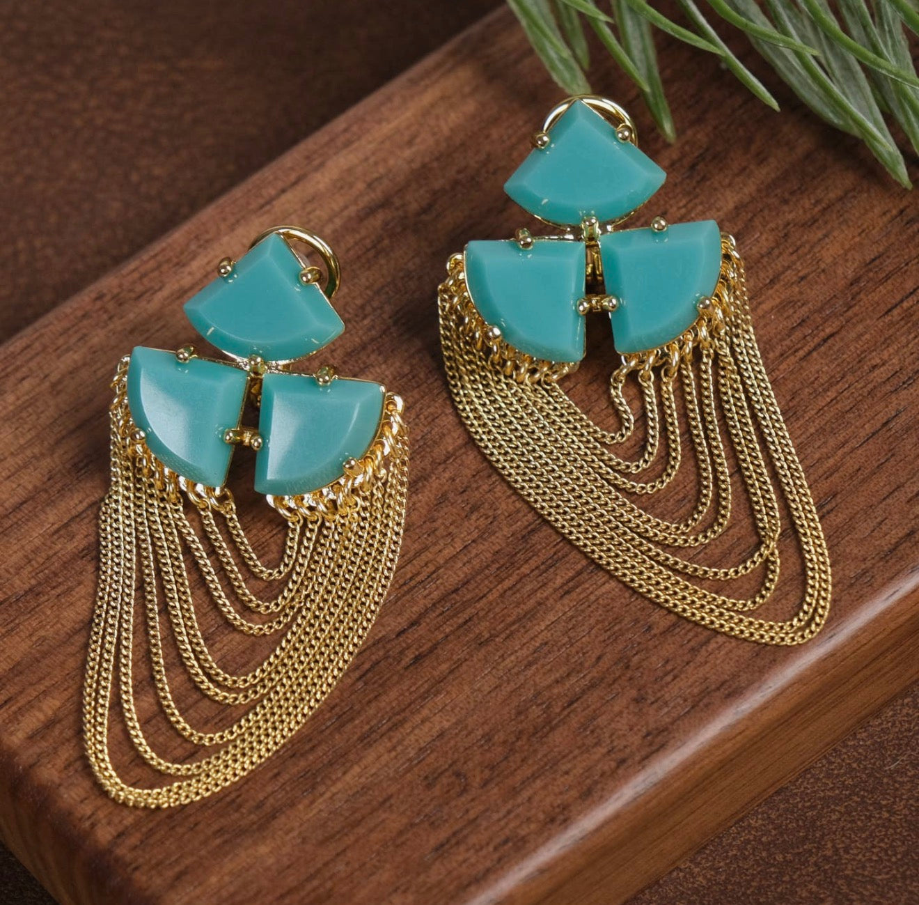 Vintage gold plated tassel earrings