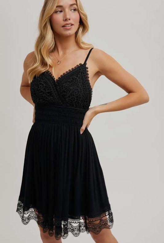 Strappy crochet mini beach dress