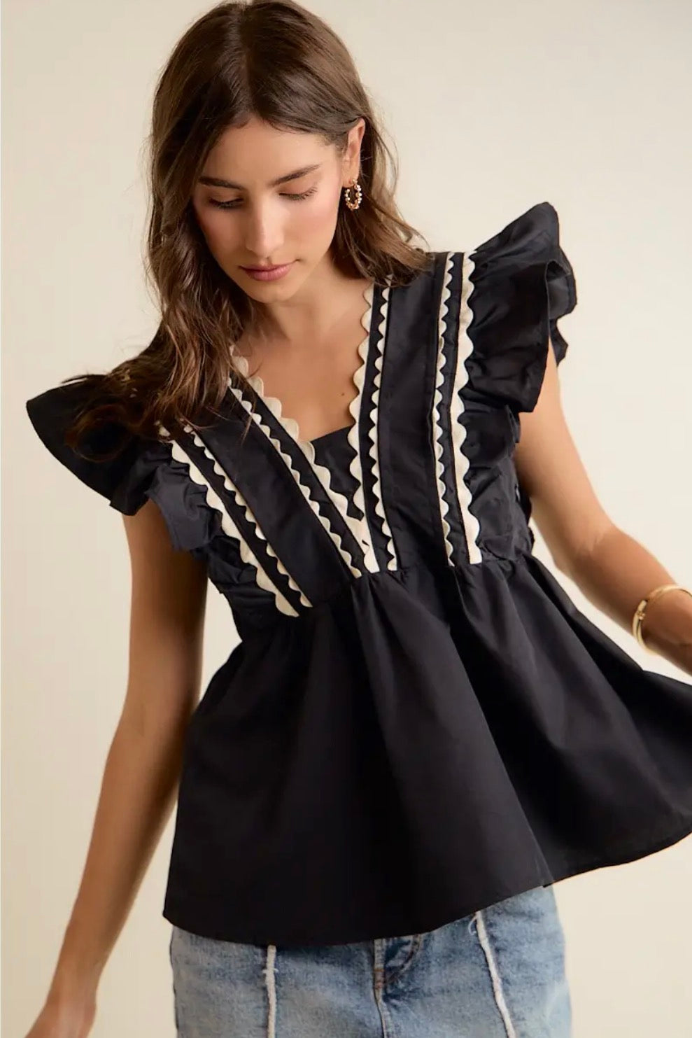 Black Woven Sleeveless Top