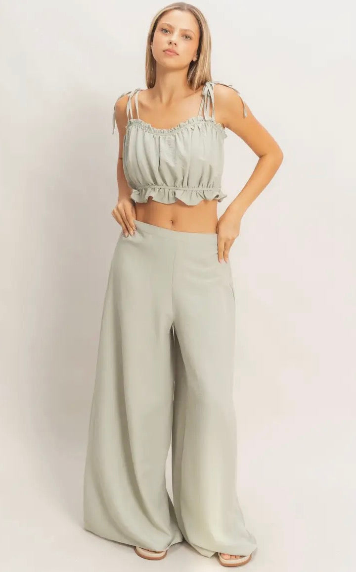 Ruffle bust top and pant set