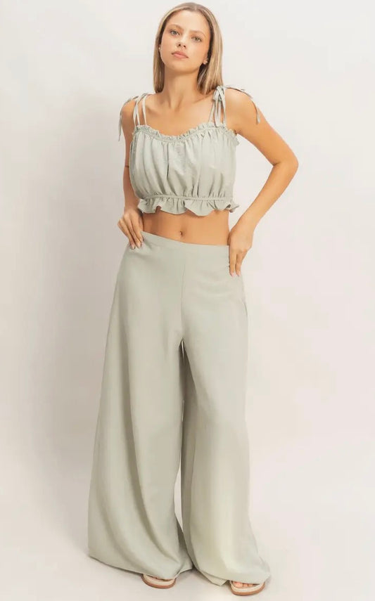 Ruffle bust top and pant set