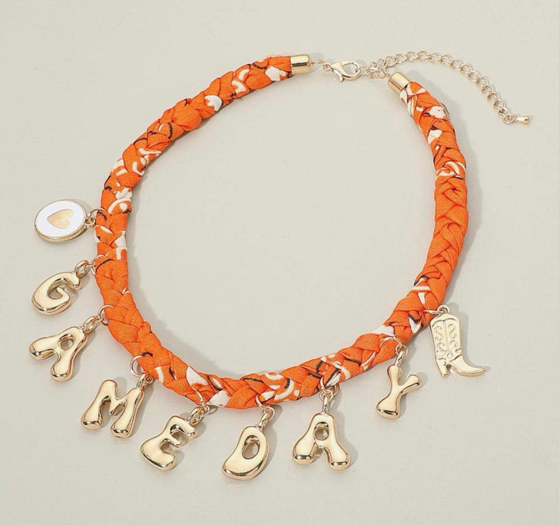Trojan Western Fabric Game Day Necklace