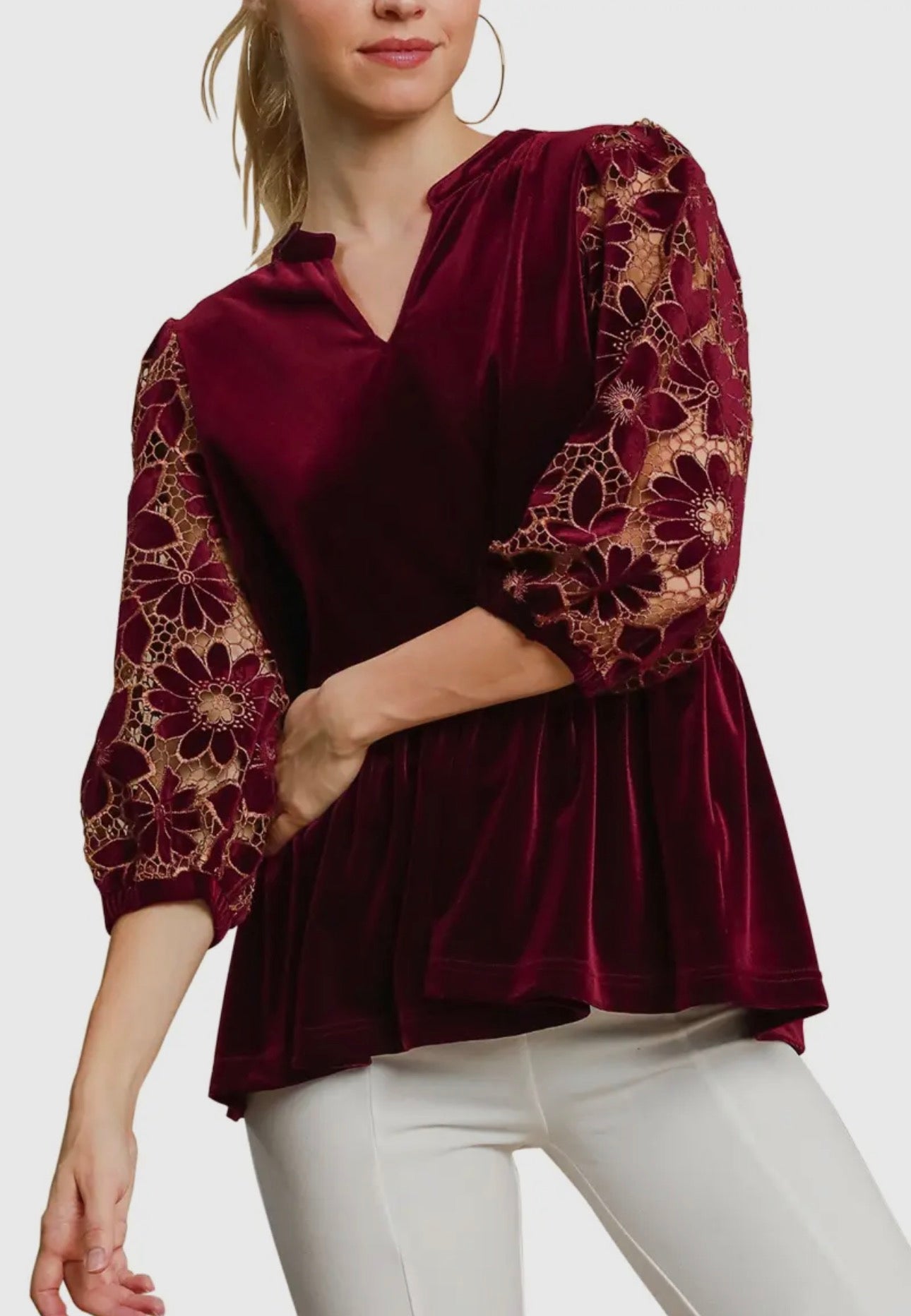 Velvet & Lace Baby Doll Blouse