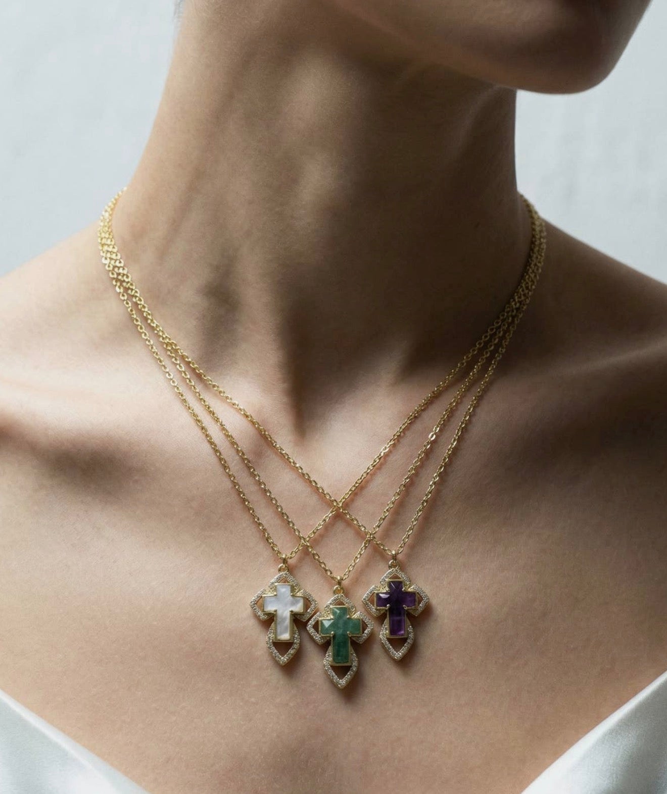 Gemstone cross necklace