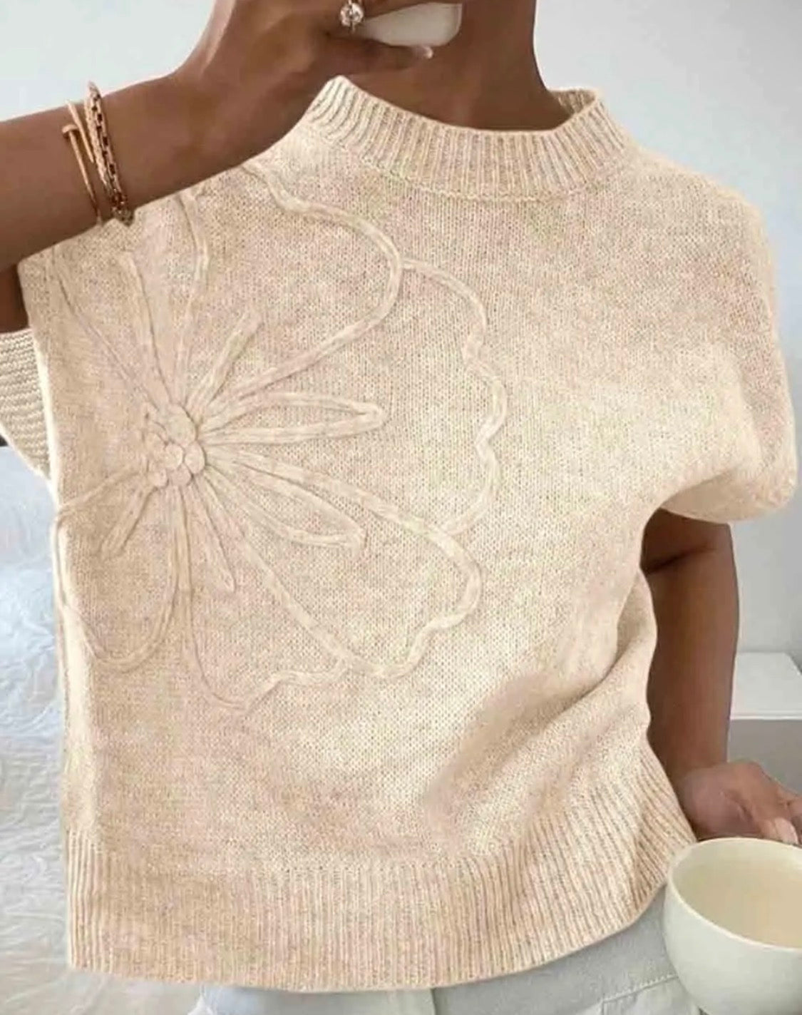 Floral Jacquard Knit Top