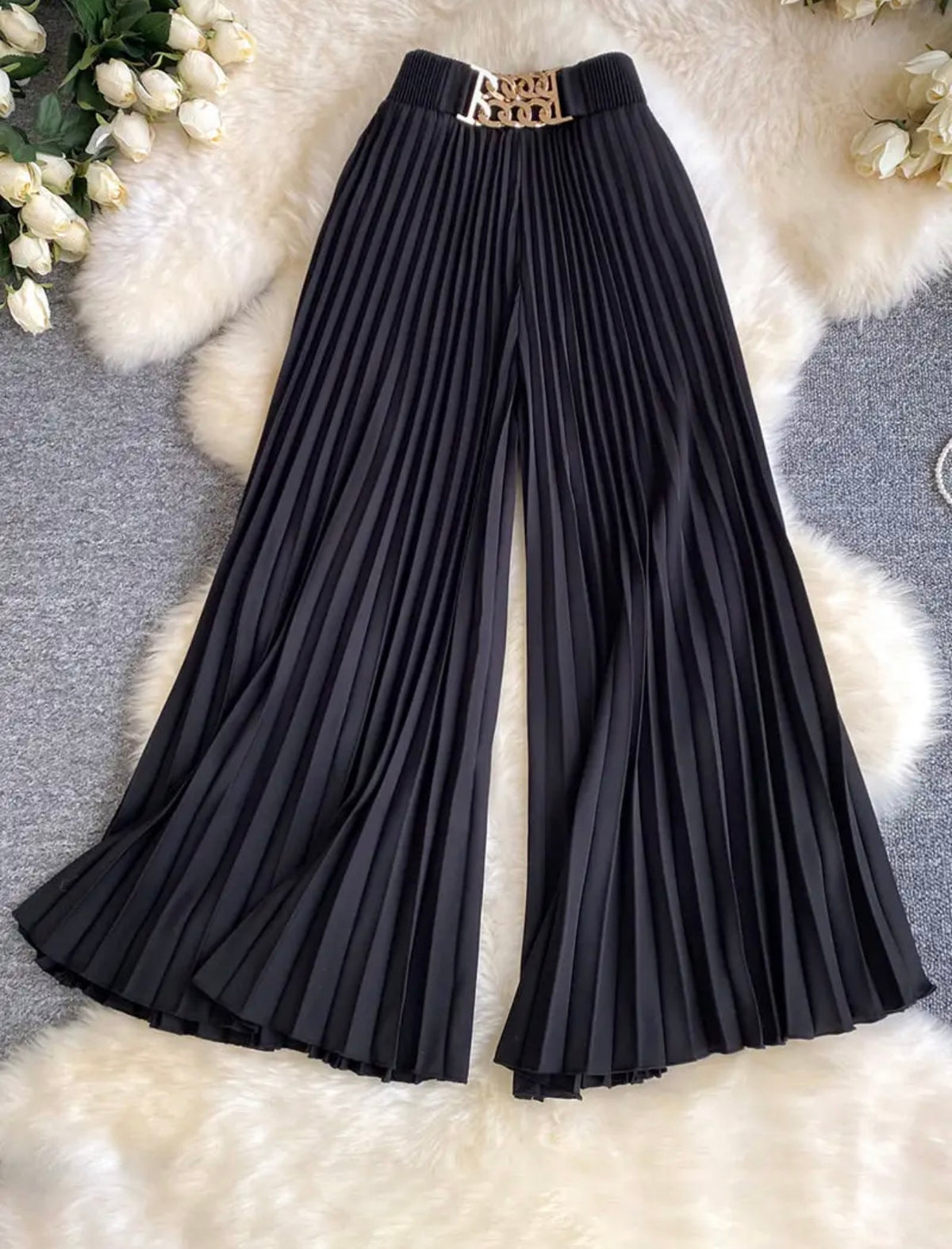Pleated wide leg pant