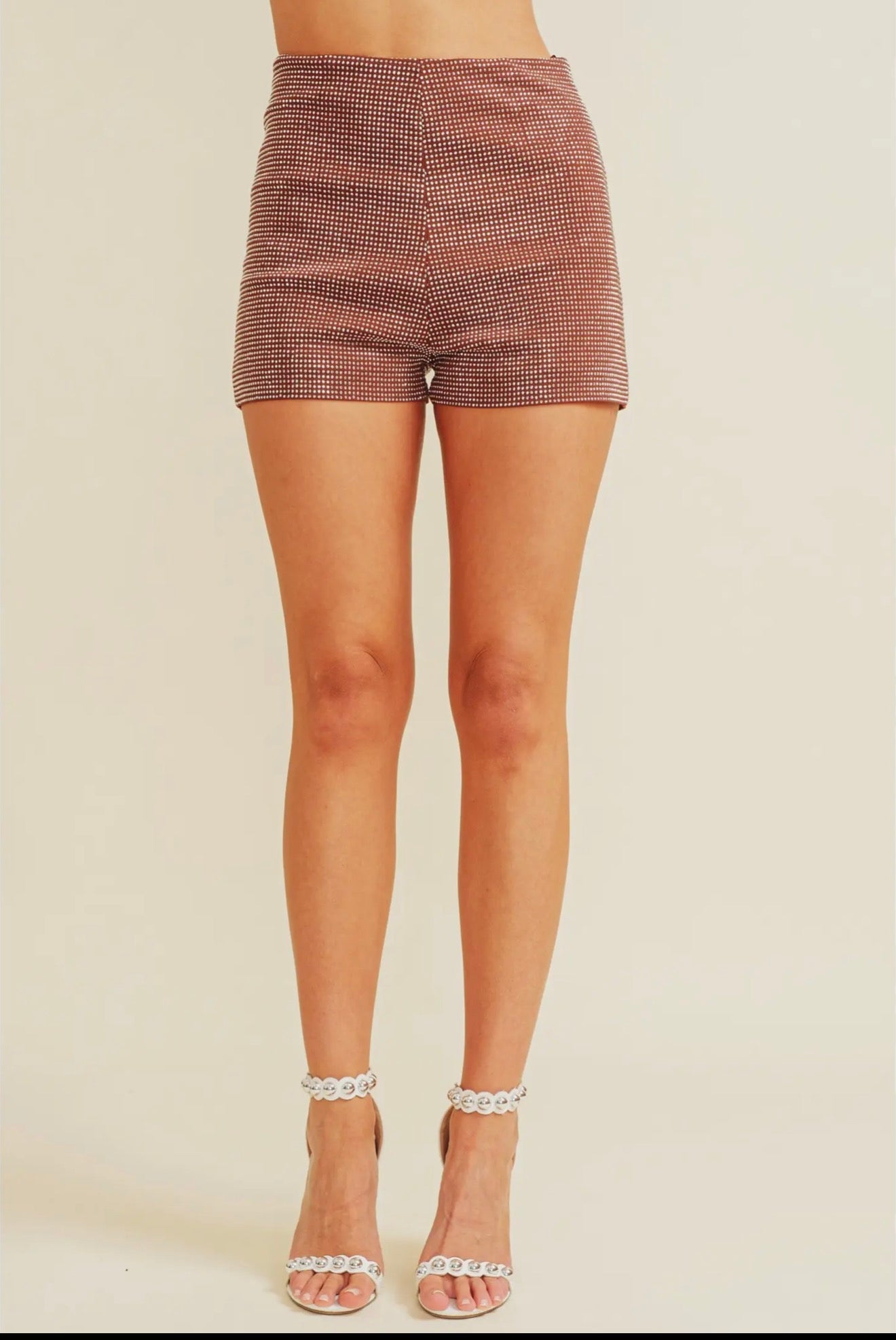 Rhinestone zip shorts