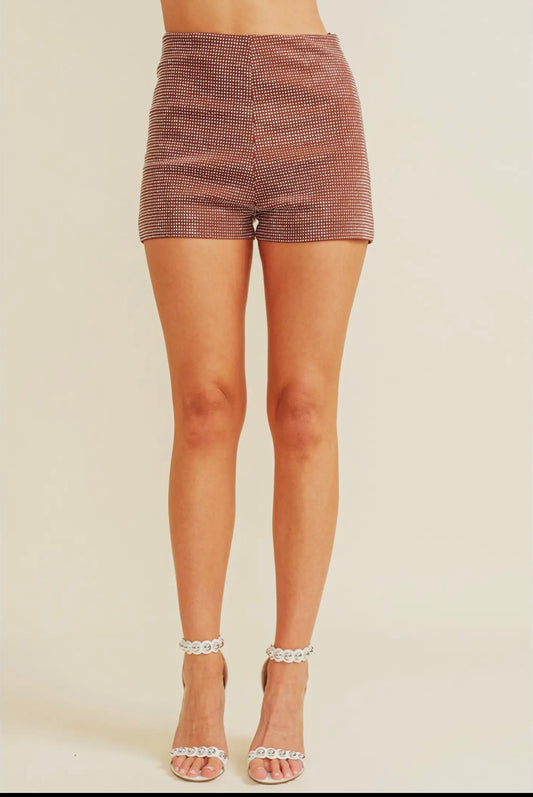 Rhinestone zip shorts