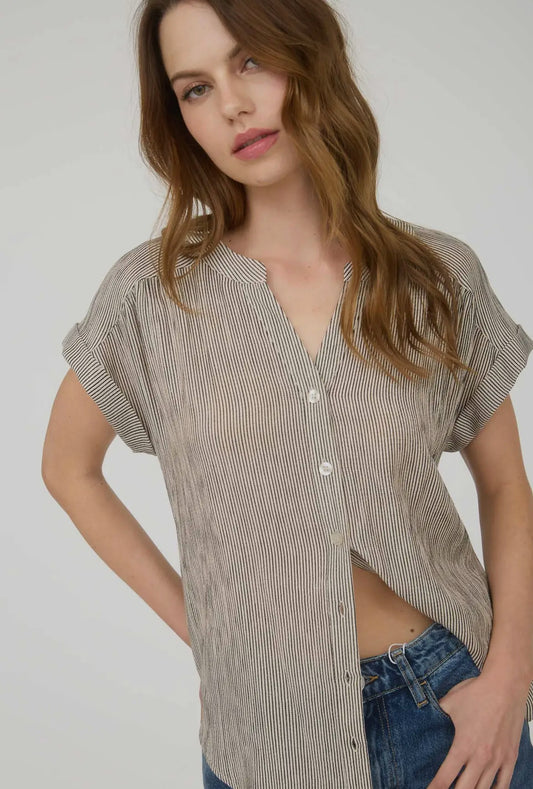 Pinstripe button down top