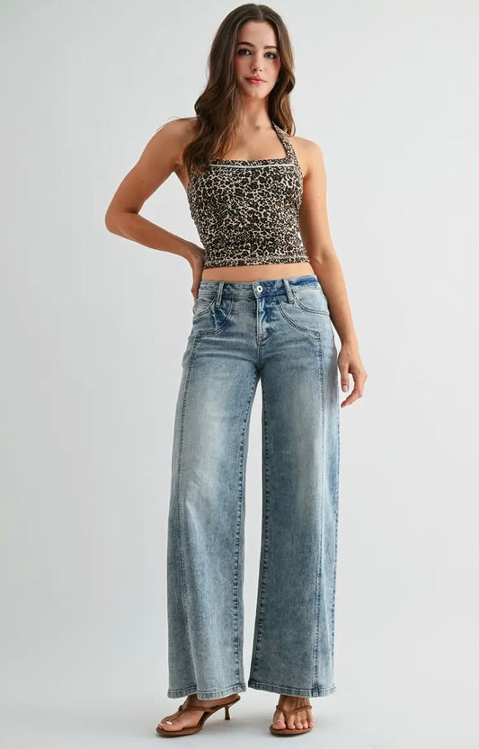 Wide leg side panel Jean