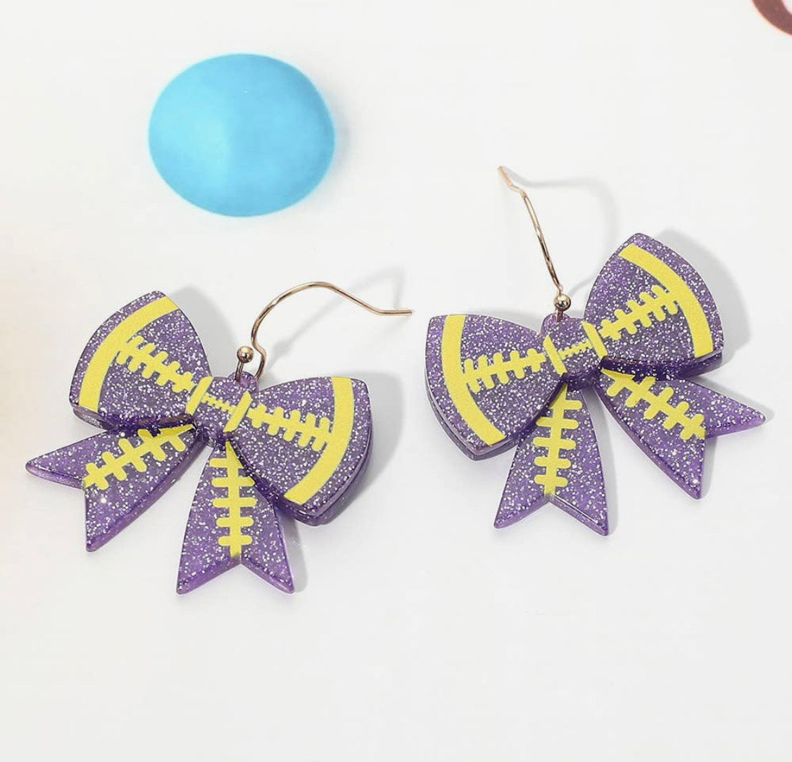 Bobcats Football Bow Earrings