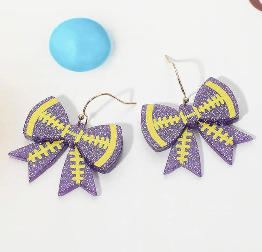 Bobcats Football Bow Earrings
