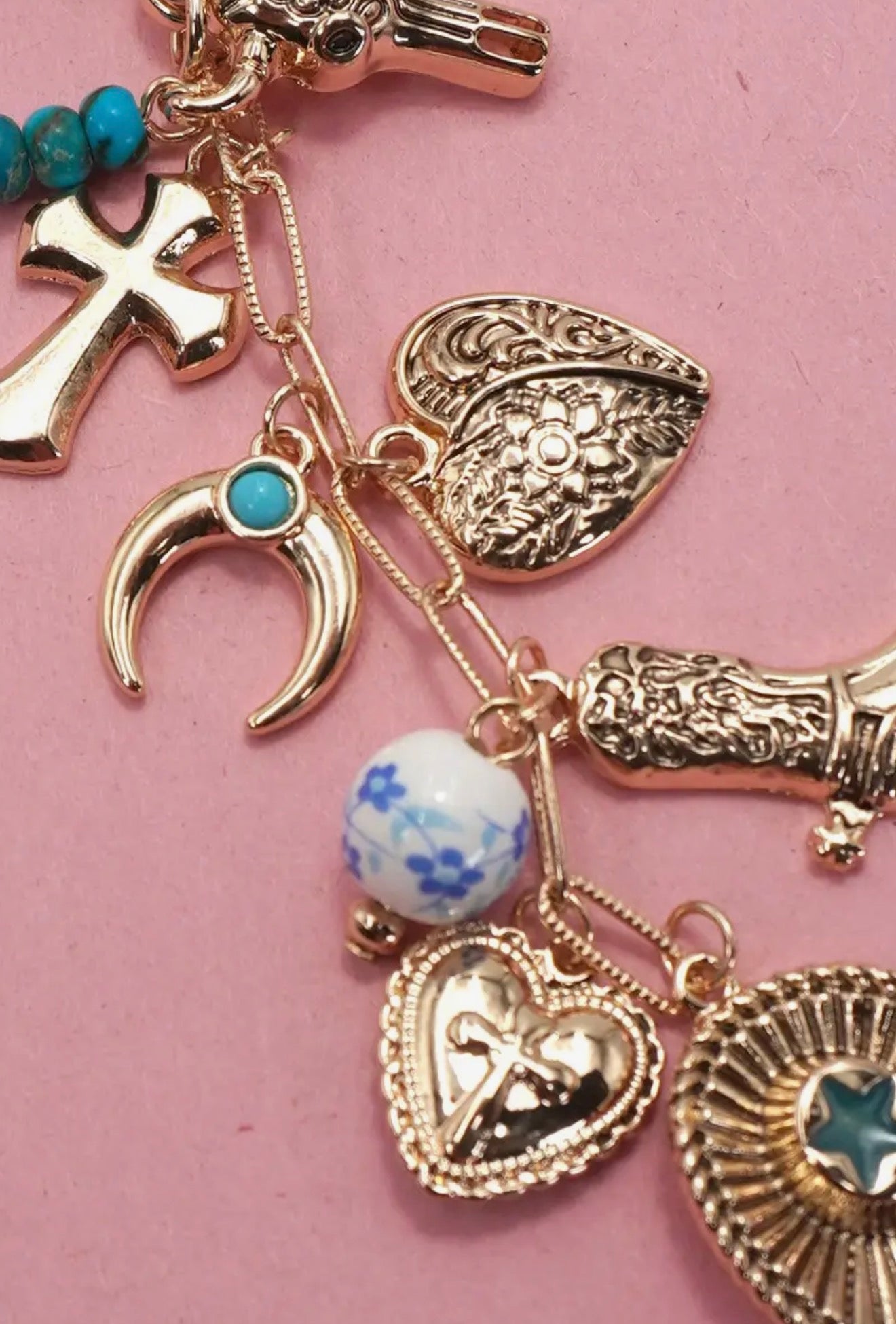 Western cross bag charm
