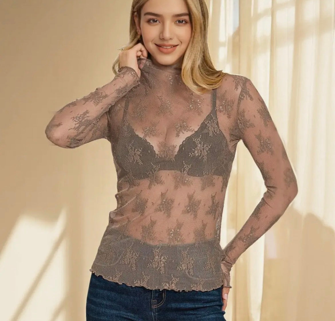 Lace long sleeve top