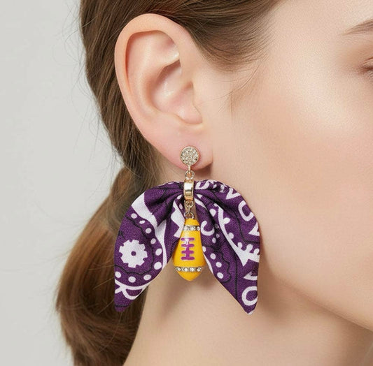 Fabric Football Earrings