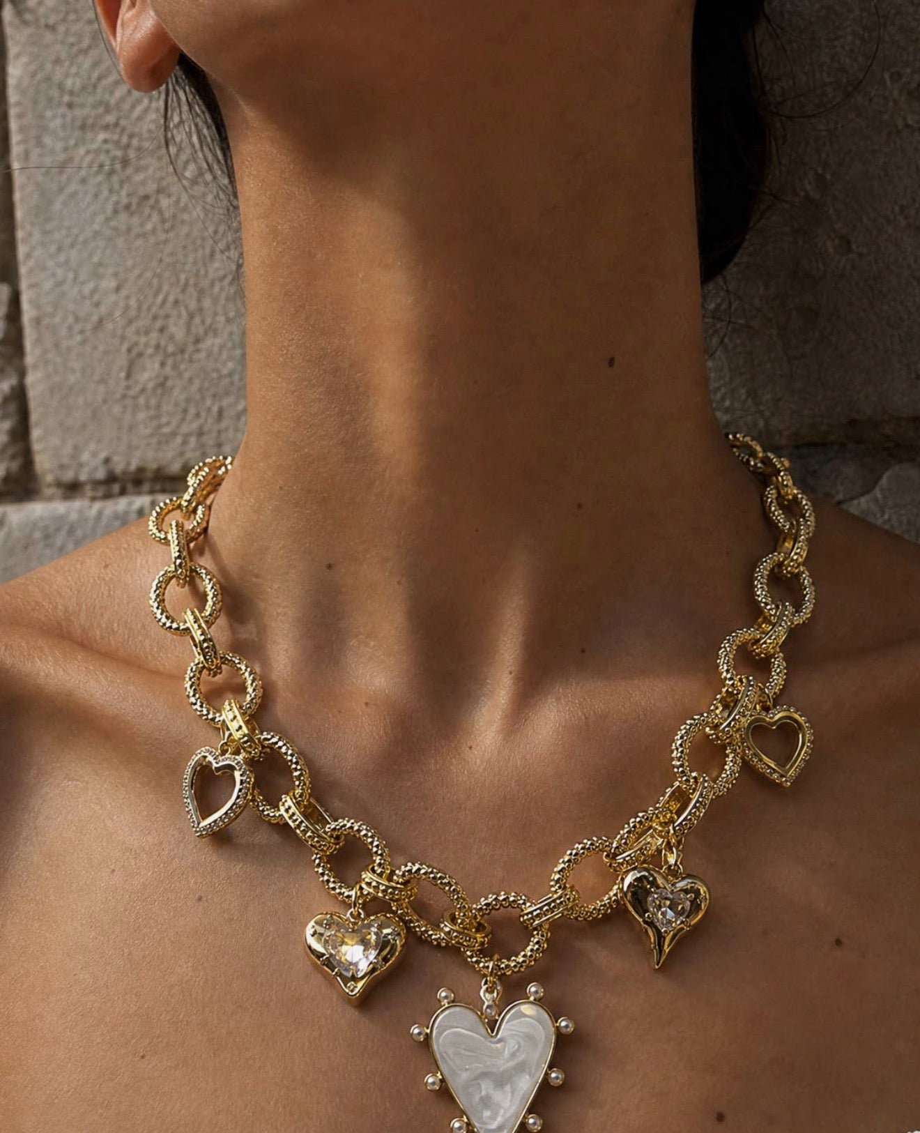 Multi heart charm necklace