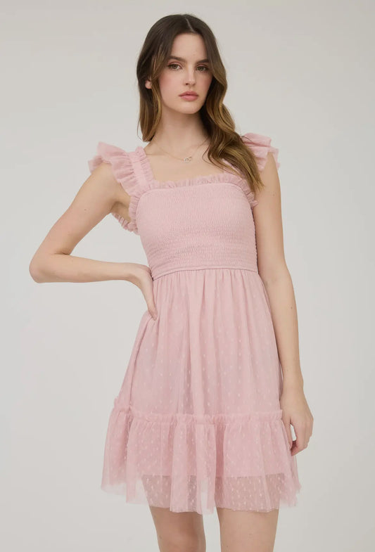 Polka dot chiffon dress