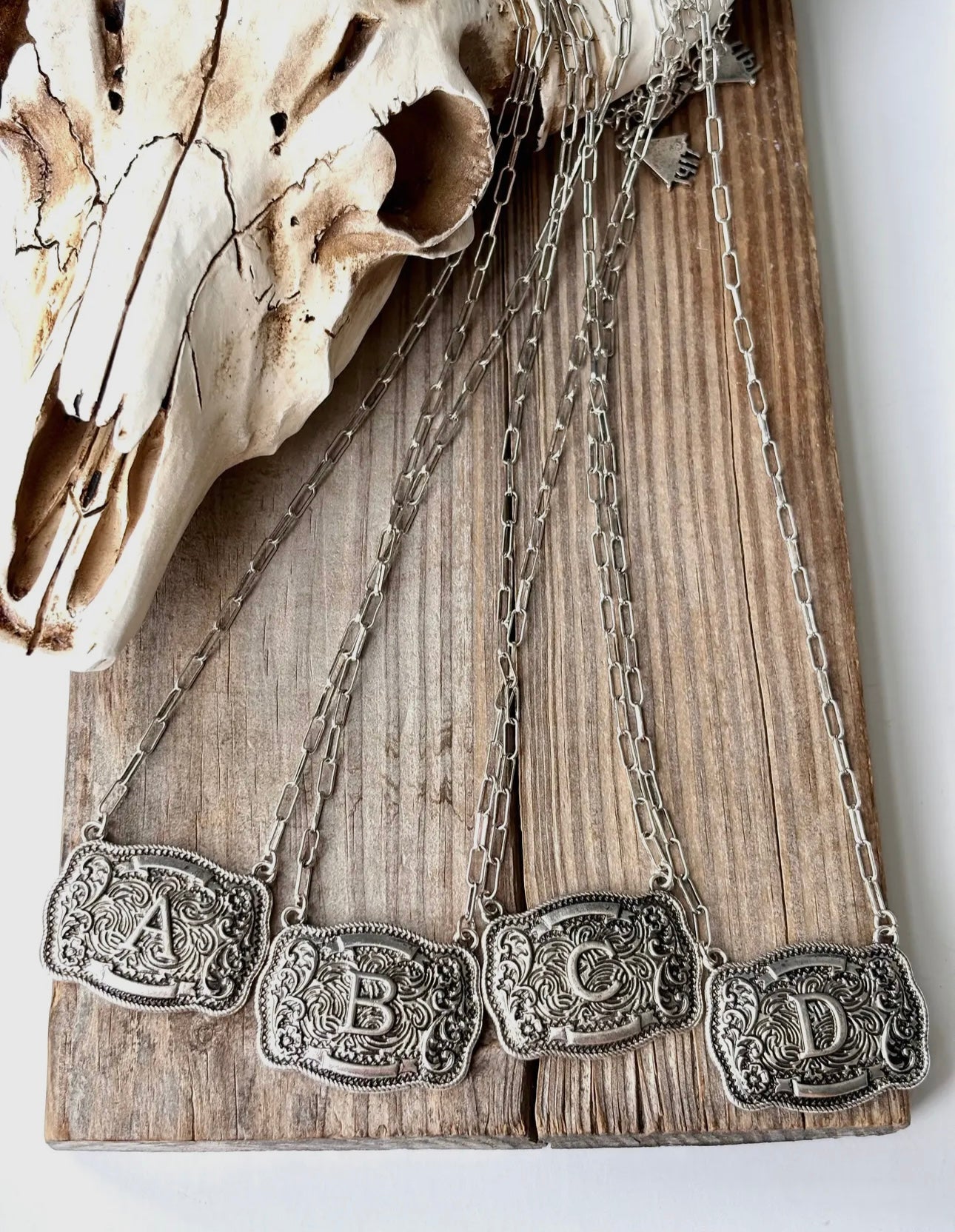 Western Initial Buckle Necklace