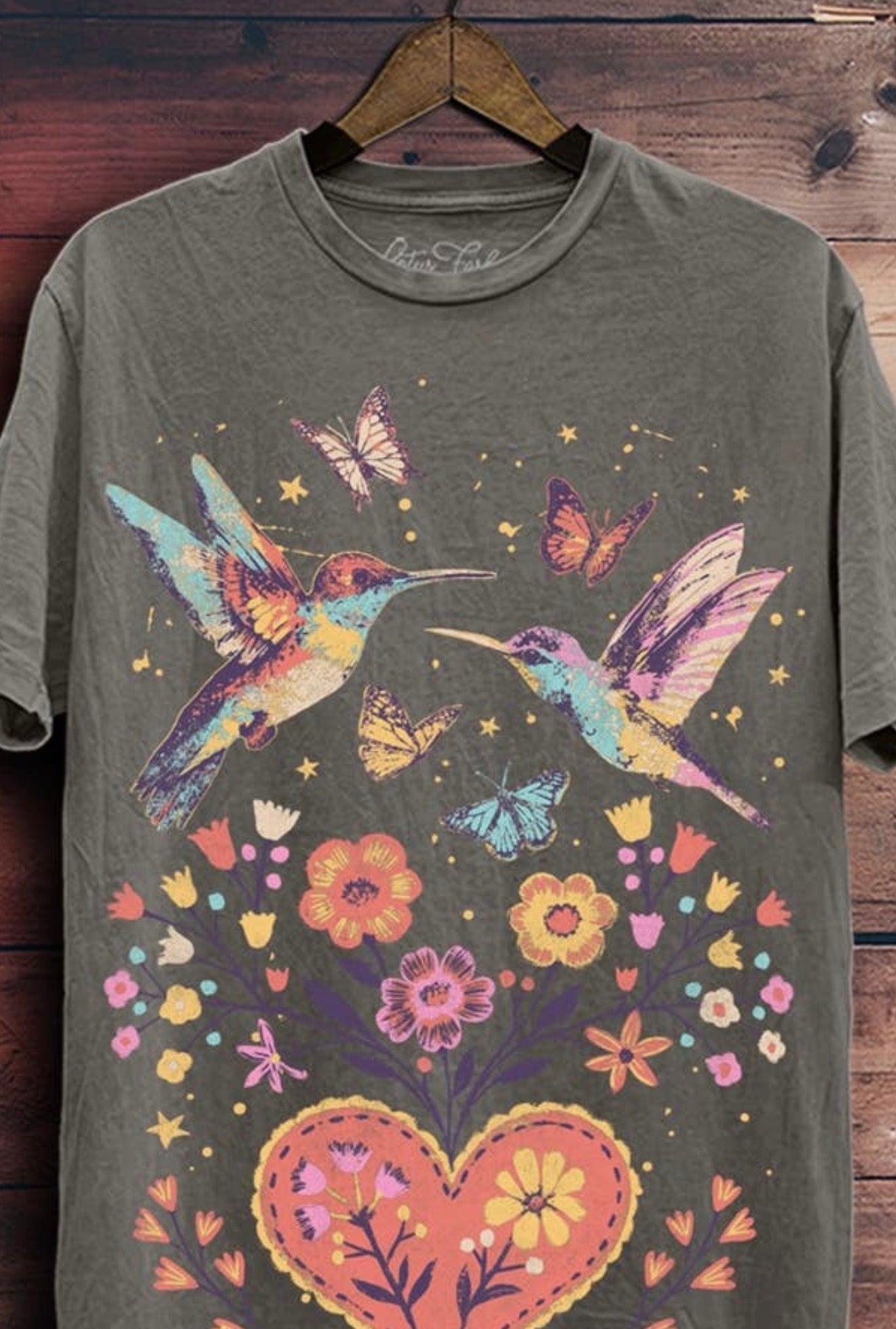 Birds and flowers graphic top