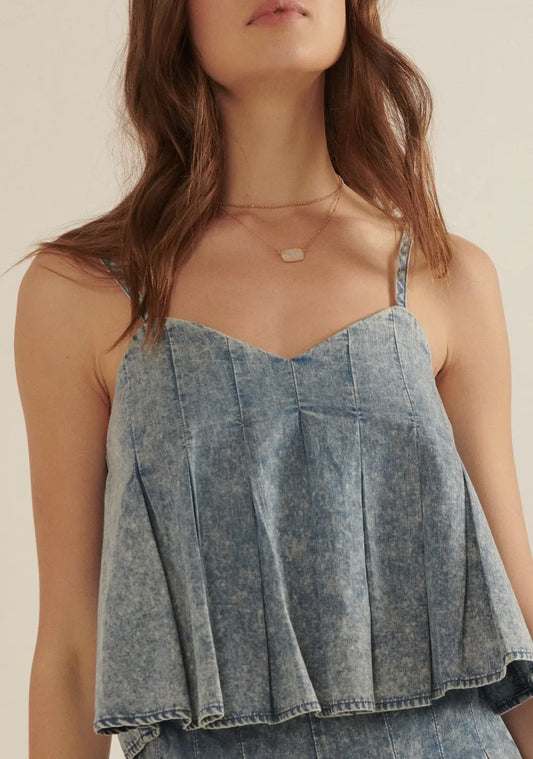 Denim sweetheart top