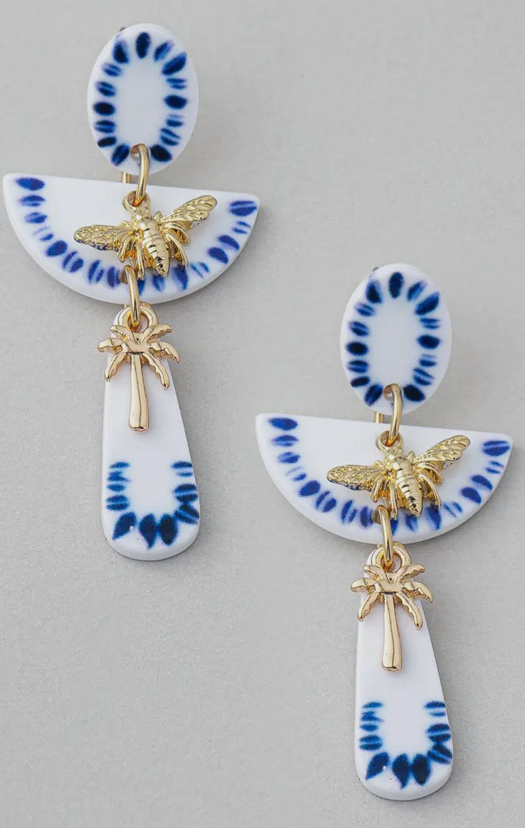 Bee and Palm earrings
