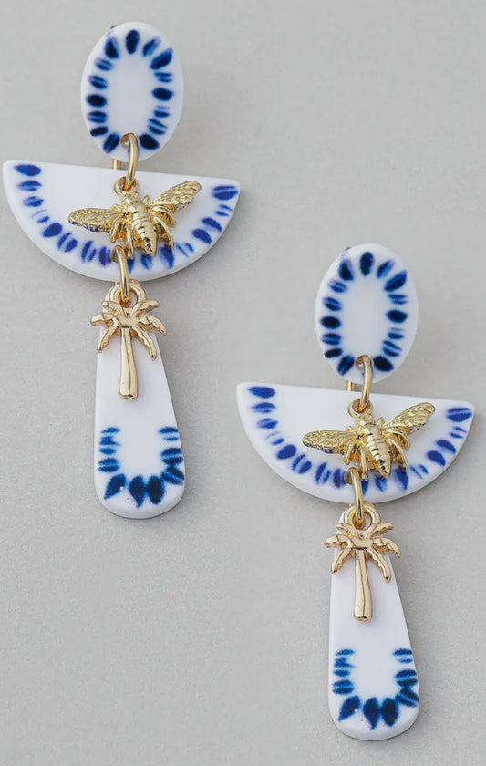 Bee and Palm earrings