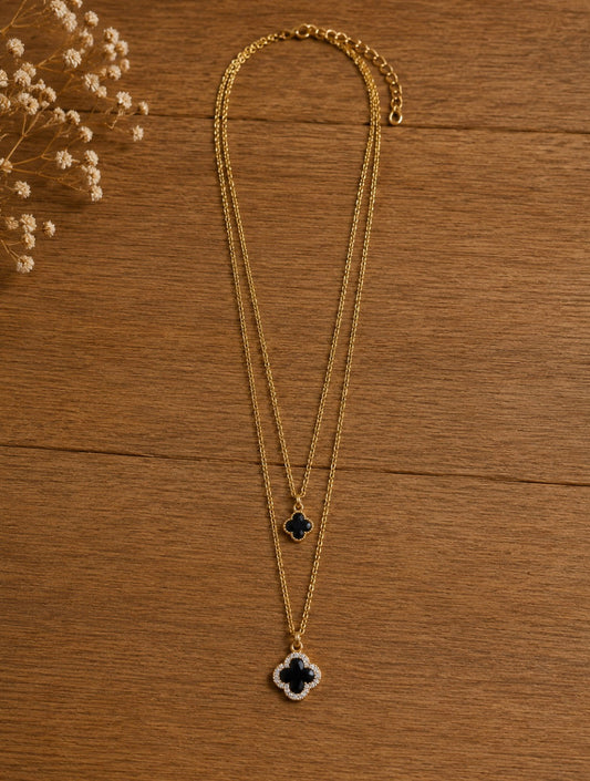 Midnight Clover Layered Necklace