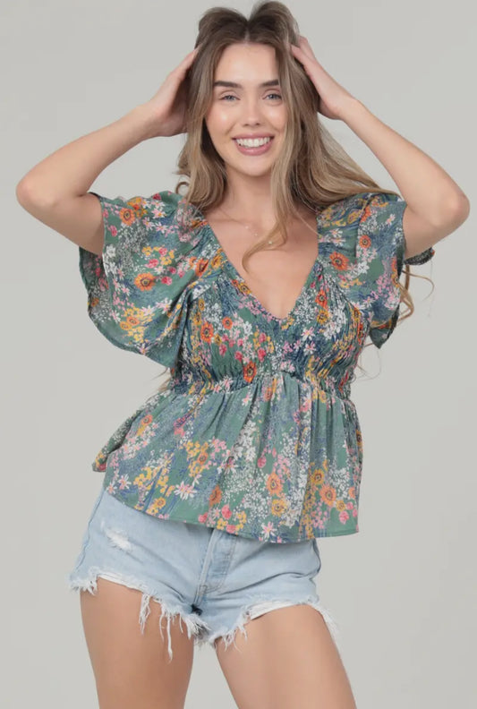 Smock bust floral top