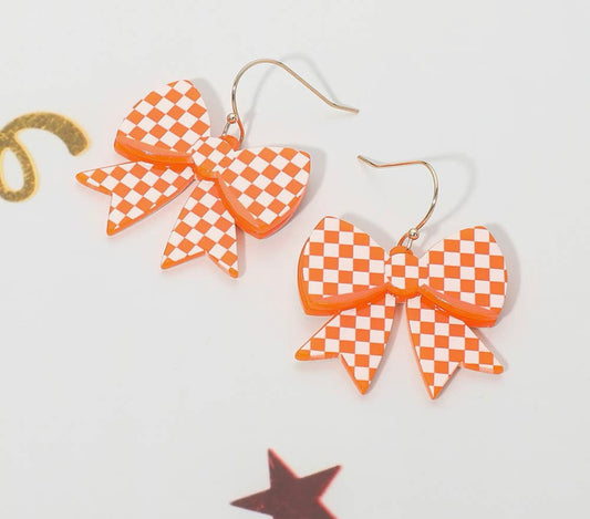 Checkered Bow Earrings